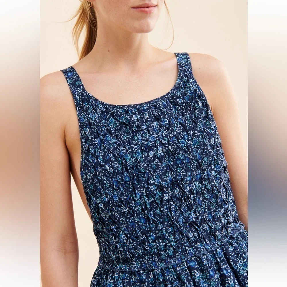 Free People Petunia Smocked Mini Dress in Cerulean Blue Sz. XS
